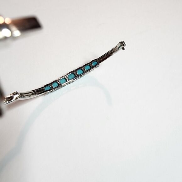 Chuck Clemency NYCII Sleeping Beauty Turquoise Sterling Silver Bangle Bracelet - Picture 6 of 8